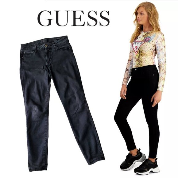 GUESS Curve X Black Mid Rise Skinny Jeans Size 26 - Picture 1 of 16